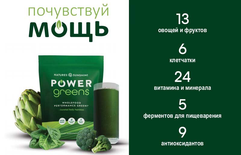 Рower Greens NSP - Зеленый детокс коктейль. Состав. Как применять. Где купить с Москве, СПб, Беларуси
